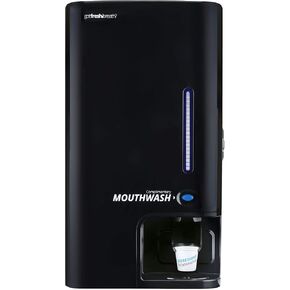 GotFreshBreath Automatic Mouthwash Dispenser for Bathrooms – Standing or Wall-Mounted, Slim, Commercial Mouthwash Dispenser with 100 Cups & 50 Oz. Mouthwash – Black…
