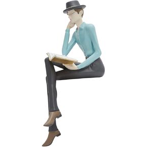 HAUCOZE Modern Home Decor Sculpture Reading Man Figurine Statue Table Centerpiece Crafts Polyresin Arts Gifts 9.1inch