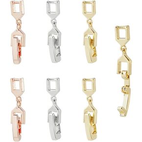 SUPERFINDINGS 9pcs 3 Colors Brass Fold Over Clasp Extender Necklace Bracelet Extender Chain Extension Clasp with Cubic Zirconia for DIY Jewelry Making Repair