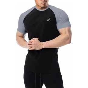 maytopia Men’s Muscle T-Shirt Slim Fit Short Raglan Sleeve Gym Bodybuilding Shirts Base Layer Fitness Tee Tops