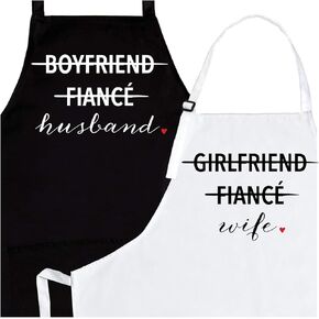 Prazoli His and Her Aprons - Mr Mrs Established 2024 Couples Engagement Gift, Cute Bridal Shower Gift Anniversary Wedding Registry Items & Decoration, Housewarming Gifts For New Home Newlywed Gift