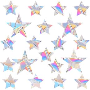 60 PCS Stars Style Window Clings for Glass Windows, Anti Collision Window Decals for Bird Strikes from Window Collisions,Reusable Rainbow Window Stickers, No Cutting & Glue Required