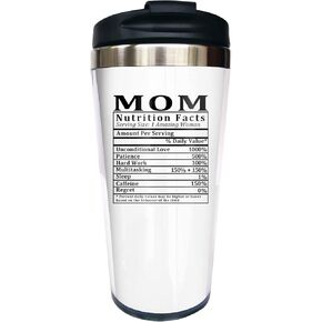 كوب حقائق غذائية للأم، كوب قهوة مضحك للأم أثناء السفر مع أغطية كوب قهوة معزول بفراغ من الفولاذ المقاوم للصدأ زجاجة مياه 15 أونصة in Kuwait