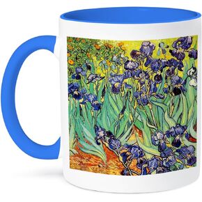 3dRose Irises By Vincent Van Gogh 1889" Mug, 1 Count (Pack of 1), Blue