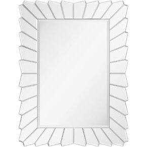 Empire Art Direct Traverse Modern Beveled Rectangular Wall Mirror,Surrounded by Alternating Mirro Cut Vanity, Bathroom, Ready to Hang, 30" x 0.83" x 40", Clear