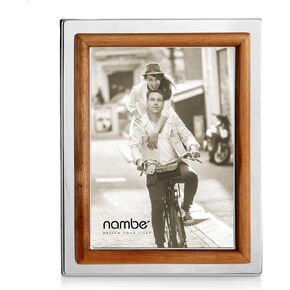 Nambe Hayden Picture Frame, 5" x 7" | Vintage and Contemporary Design | Tabletop Display and Home Office Décor | Made of Silver Plate, Acacia Wood, and Glass | Designed by Mike Altomari