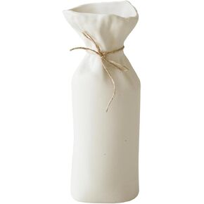 Decorative Flowers Vases with Hemp Rope, Rustic Farmhouse Vase (Crème)