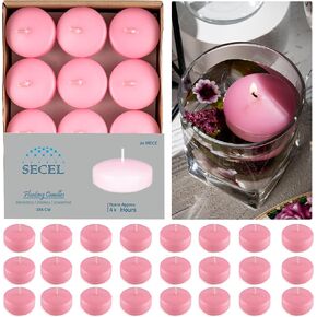 Pack of 24 Floating Candles 2 Inch 4+Hours Paraffin Wax%100 Cotton Wick Dripless & Smokeless Home Decor, Wedding Decorations, Valentine Decors, Birthday Dinners, Celebrations in Kuwait