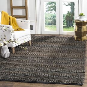 SAFAVIEH Natural Fiber Collection 4' Square Charcoal NF212C Handmade Braided Woven Jute Area Rug