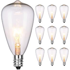 Abeja 10-Pack Edison Light Bulbs, ST40 Clear Edison Light Bulbs, 7 Watt/ E17 Screw Base ST40 Vintage Replacement Light Bulbs for Outdoor Patio ST40 String Lights, Warm White