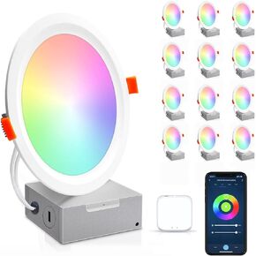 Smart LED Recessed Lighting 6 Inch, IC Rated & ETL Certified Recessed Ceiling Light, RGB & Cool & Warm White Dimmable Color Changing Downlight Work with Alexa/Google, Sync to Music, 1200Lumen,6 Pack