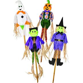 Worth Imports 55" Halloween Pole, Set of 4 Scarecrow, Multicolor