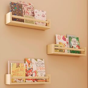 CRAZYMOTO White Floating Nursery Book Shelves Bookshelf for Kids Room, Small Wood Book Shelf Wall Mounted for Baby Teen Boys Girls Bedoom Bathroom Toy and Decor Storage