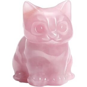 Jovivi Black Obsidian Cat Crystal Figurines Home Decor,Natural Gemstone Carved Lucky Sitting Cat Statue Sculpture Room Office Desk Decor Black Cat Gifts for Cat Lovers Mothers Day