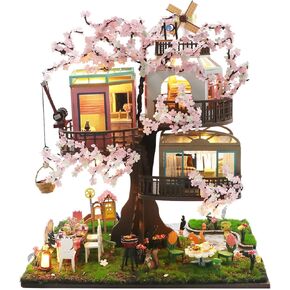Roroom DIY Miniature and Furniture Dollhouse Kit,Mini 3D Wooden European Retro Villa with Dust Proof Cover and Music Movement,Creative Room Idea for Valentine's Day Birthday Gift(P016)