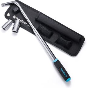 DURATECH Telescoping Lug Wrench, Wheel Wrench, with 17/19 and 21/23mm Sockets, Organizer Pouch Included