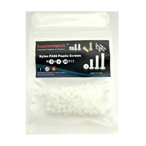 Nylon PA66 Plastic White Color Metric Phillips Pan Head Screws M3X8 60PCS