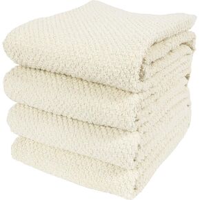KAF Home Deluxe Popcorn Terry Kitchen Towels, Cotton Kitchen Dish Towels, Set of 4, French Green