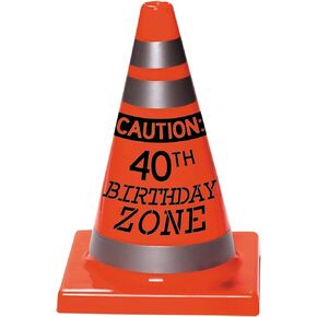 60th Birthday Traffic Cone, 6 1/2" H x 4 1/2" W, 1ct, Multicolor