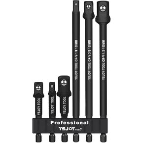 Auniwaig Impact Socket Adapter Set, 1/4-Inch Hex Shank Impact Driver Socket Extension, 1/4", 3/8",1/2" Drive Socket Adapter, Turns Impact Drill Driver To High Torque Impact Wrench (6Pcs, 3" & 6")