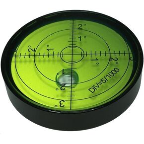 High precision horizontal bubble Aluminium Case Bullseye Spirit Bubble Surface Level Round Inclinometers for Surveying Instruments and Tribrachs, 60mm,Accuracy 15'/2（60x12mm）