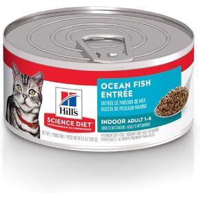 Hill's Science Diet Wet Cat Food, Adult, Indoor, Ocean Fish Recipe, 5.5 oz. Cans, 24-Pack