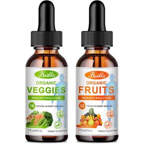 Fruits and Veggies Supplement - Balance of Natural Fruit and Vegetables Liquid Drops 2 Pack, Whole Food Supplement - Filled with Vitamins and Minerals - 2 FL OZ Fruit & 2FL OZ Veggie