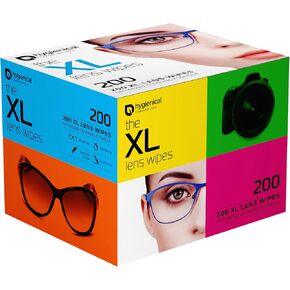The XL Lens Wipes - 200 Pre-Moistened - Lens Wipes for Eyeglasses - Mild Effective Rapid Cleaning for all your Glasses, Lenses, Phones, Tablets & Screens - Crystal Clear Vision every time
