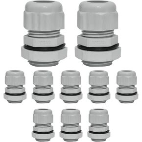 10 Pcs 1/2" NPT Nylon Cable Glands, IP68 Waterproof Adjustable Cord Grip Cable Connector Strain Relief Wire Protectors for 6-12mm Cable Diameter, Grey