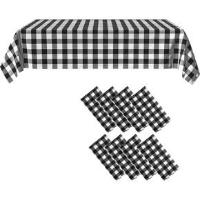 Pack of 4, Picnic Tablecloth, Red and White Checkered Tablecloth, Plastic Tablecloth, Disposable Party Tablecloth, Plaid Tablecloth by C CRYSTAL LEMON