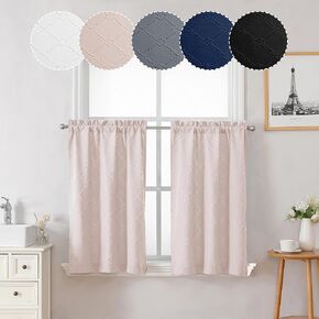 OWENIE 3D Embossed White Curtains 84 Inches Long 2 Panels Set, Balance Privacy & Light Filtering Drapes Modern Farmhouse for Living Room/Bedroom, Soft Rod Pocket Window Curtains, Each 42 x 84 inch