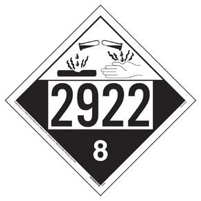 2922 Placard, Class 8 Corrosive 25-pk. - 10.75" x 10.75" Removable Self Adhesive Vinyl for Temporary Applications - J. J. Keller & Associates - Complies with DOT Hazmat Placard Requirements