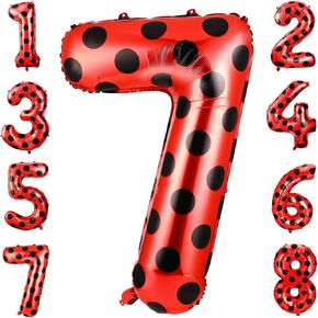 40 Inch Ladybug Large Number 5 Balloon Birthday Decorations Supplies Black Red Polka Dots Ladybird Dots Theme Number Balloons for 5th Birthday Party Baby Shower in Kuwait