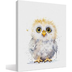 BIWSHA Cute Owl Wall Art - Woodland Animals Nursery Decor, Watercolor Wild Animal Owl Wall Art Prints Poster Decor for Nursery Kids Boys Girls Room Playroom, Owl Gifts for Kids, 11x14 Inches Framed