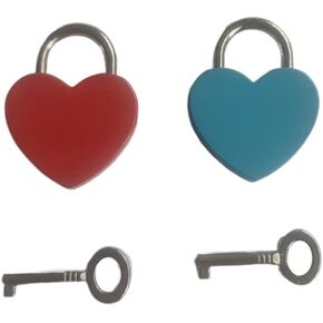 Cute Heart Lock Padlock with Keys for Suitcases Jewelry Box Handbag, Mini Heart Locker Decor Diary Lock for Diary Book, Security Lock for Backpack Lockers Cabinet Gift (2 Pack)