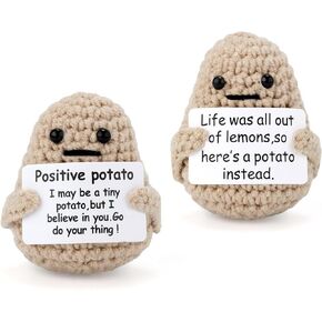 TOYMIS 2pcs Funny Positive Potato, 3inch Interesting Knitted Positive Potato Doll Cute Creative Knitted Wool Potato Doll for Party Decoration Birthday Gifts Encouragement