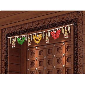 فانسي توران لغرفة بوجا بندروال تورانام للباب الرئيسي/التعليق على الحائط ديكور ديوالي بوم بوم توران متعدد الألوان (37 بوصة × 5 بوصة) in Kuwait
