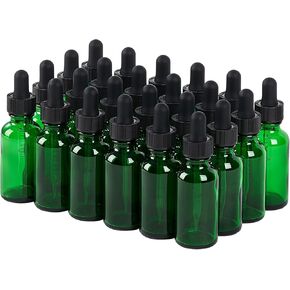 24 Pcs, 1oz Glass Dropper Bottle, Leakproof Tincture Bottles with Dropper, Green Reusable Eye Dropper Bottle for All Kinds of Liquids (Green, 1oz-24pcs)