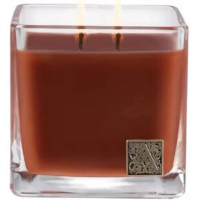 Aromatique Pumpkin Spice Cube Glass Candle - 56 Hour Burn Time, Aromatherapy Long Lasting Modern Essential Oils Scented Luxury Candles Gifts for Home Fragrance Decor, Notes of Maple, Pumpkin, Cinnamon