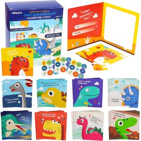 POPGIFTU Valentines Day Puzzle Cards for Kids, 9 Kinds 27 Pack Animal Cute Puzzle Cards for Valentine's Classroom Exchange Cards,Kindergarten Valentine Party Favors School Classroom Prizes