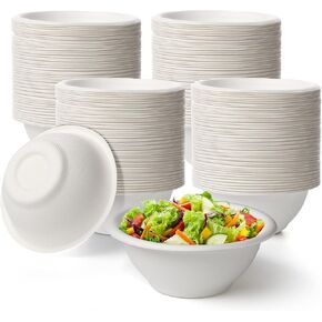 300 Pack Disposable Paper Bowls Quality White Bowls Small Sugar Cane Fibers Party Bowls for Ice Cream Fruits Salad Soup Hot or Cold Use Catering Picnics Camping and Restaurant Supplies (White, 8 oz)