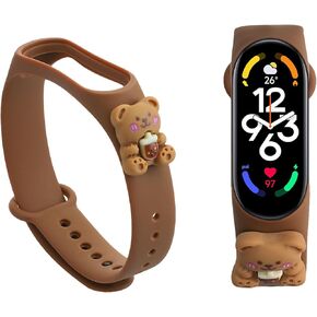 kwmobile Silicone TPU Band Compatible with Xiaomi Mi Band 7 / Band 6 / Band 5 Wristband - Cat White