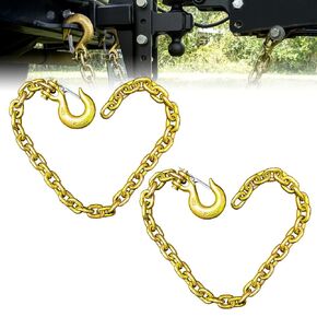 Trailer Safety Chain G80 36 Inch | Trailer Safety Chains with Hooks | Tow Chain with 5/16'' Clevis Snap Hook | 2-Pack Heavy Duty Chain WLL 21,000 lbs for Towing