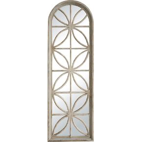 Creative Co-Op Arched Wood Framed Mirror with Petal Designs