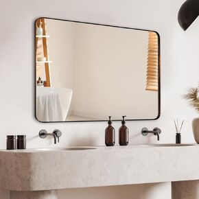 ANDY STAR 30"x40" Bronze Mirror for Bathroom, Rectangular Vanity Wall Mirror, Modern Non-Rusting Metal Frame Bathroom Mirror, Hangs Horizontally or Vertically