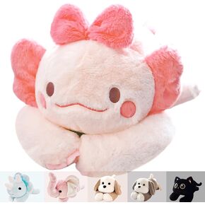 Uoozii 20" | 4 Pounds Pink Axolotl Weighted Stuffed Animals with Unscented Microwave Heating Pad Inside, Cute Coolable Heatable Weighted Plush Warm Gift for Stress & Period Pain Relief