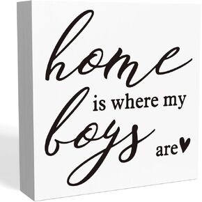 Mom Gifts, Home is Where My Boys are Sign, New Mom Gifts, Housewarming Gifts, Funny Christmas Gifts for Morher, Mothers Day Gifts for Mom Mommy, Home Sign Home Decor 5 X 5 Inch