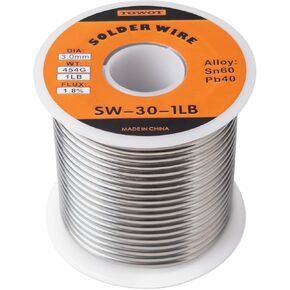 TOWOT 60/40 Solder for Stained Glass, 1 lb Spool, 3mm Dia, No Flux Solder Wire Stained Glass Supplies