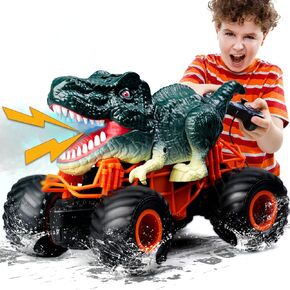 Dinosaur Toys for Kids 3-5-7 8-12 Boys - RC Dinosaur Car Toys, Remote Control Monster Trucks, Ideas Birthday Presents for Boys Girls, 2.4 GHz RC Car with Music Lights Spray (Triceratops)