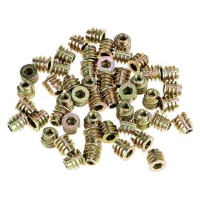 Threaded Inserts Nuts, 50PCS M4x8mm Zinc Alloy Hex Flanged Screw-in Nut Hex Socket Drive Threaded Insert Nuts Assortment Set for Wood Furniture, Fixing Bolts for Wood